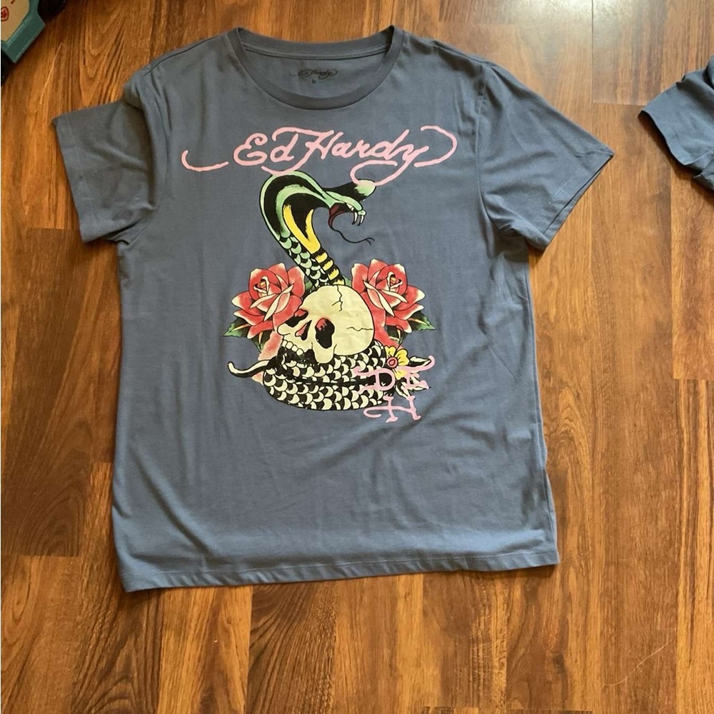 Ed Hardy Blue Graphic Tee Short Sleeve